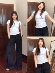 Plus Size Fat Girl's Short-Sleeved T-Shirt with Regular Shoulders, Summer Slim Fit, Slimming Inner Wear, Stylish Casual Versatile Round Neck Top