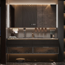 Italian-Style Light Luxury Bathroom Cabinet Set, Hotel-Style Bathroom Natural Stone Washbasin, Sink, Washbasin Cabinet