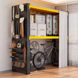 Household Large Item Storage Rack, Two-Tier Hollow-Out Shelf, Multi-Layer Dustproof Curtain Perforated Board Storage Rack