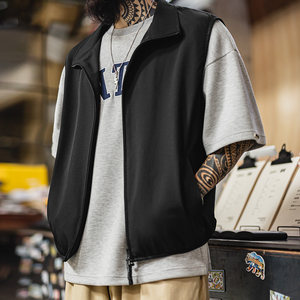 
Madden Workwear Mountain Functional Stand Collar Vest Black Outdoor Commuting Layered Lightweight Vest Sleeveless Men's Autumn