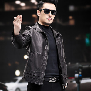 Leather head layer calf leather clothing men's short leather jacket outer slim machine model thin spring and autumn single