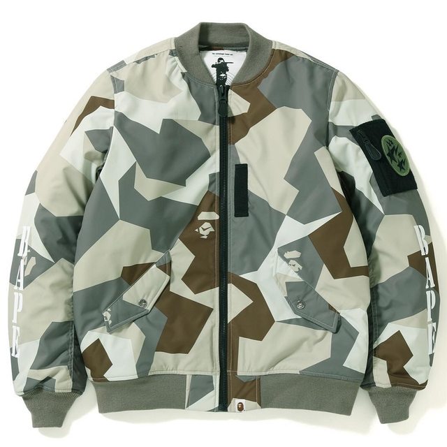 Sheng Jie trendy BAPE18 new geometric camouflage MA1 jacket thickened ...