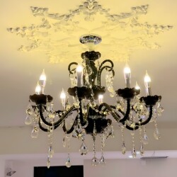 French-Style Vintage Bedroom Black Crystal Chandelier, American-Style Mid-Century Dining Room Vintage High-End Living Room Master Bedroom Lamp