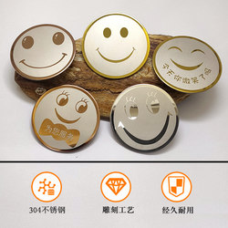 Smiley Face Badge, Smile Service Name Tag, Bank Property Management Company Serving You, Employee Number Plate, Metal Brooch, Hotel Staff