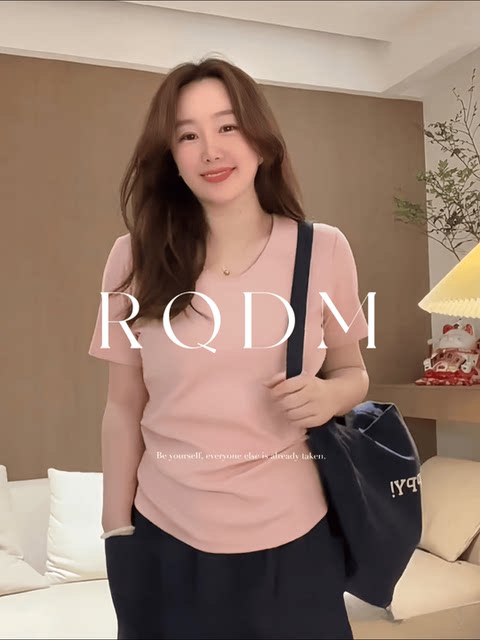 Large size women's clothing 2025 new summer fat girl thread water drop goose egg collar front shoulder short-sleeved T-shirt slim top