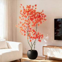 Simulated Red Maple Tree Potted Plant, Floor-Standing Flower Arrangement for Hotels, Large Shopping Malls, Window Displays, Artificial Greenery, Indoor Landscaping Decoration