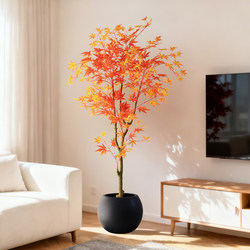 Simulated Red Maple Tree Potted Plant, Floor-Standing Flower Arrangement for Hotels, Large Shopping Malls, Window Displays, Artificial Greenery, Indoor Landscaping Decoration