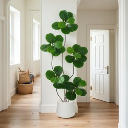Artificial Green Plant Ficus Lyrata Floor-Standing Potted Plant Indoor Large Artificial Plant Ornament Living Room Light Luxury Decorative Flower Fake Tree