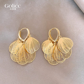 Golden tassel earrings light luxury temperament and high-end