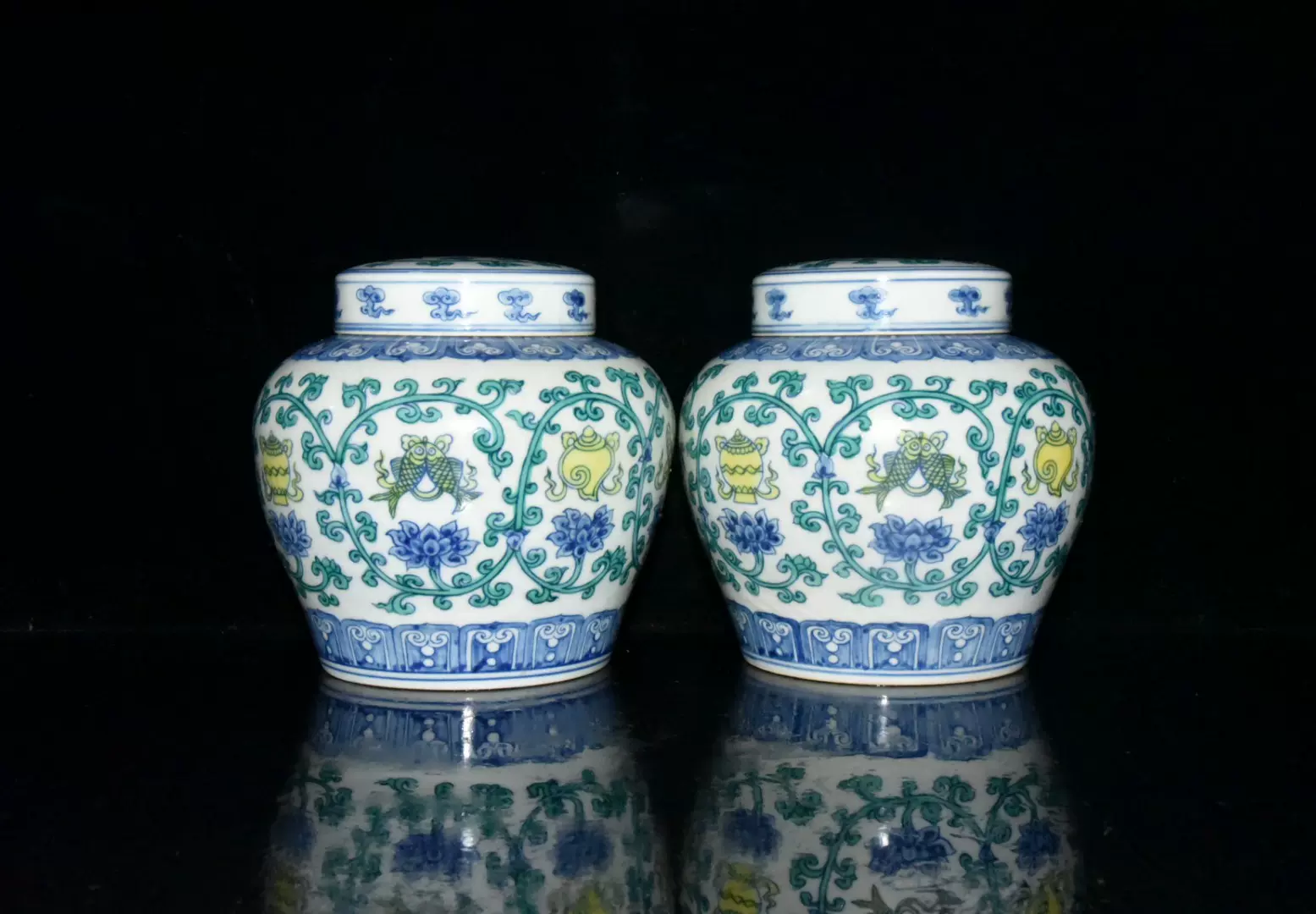 明代成化斗彩缠枝八宝纹天字罐一对古董古玩老货保真老瓷器收藏-Taobao