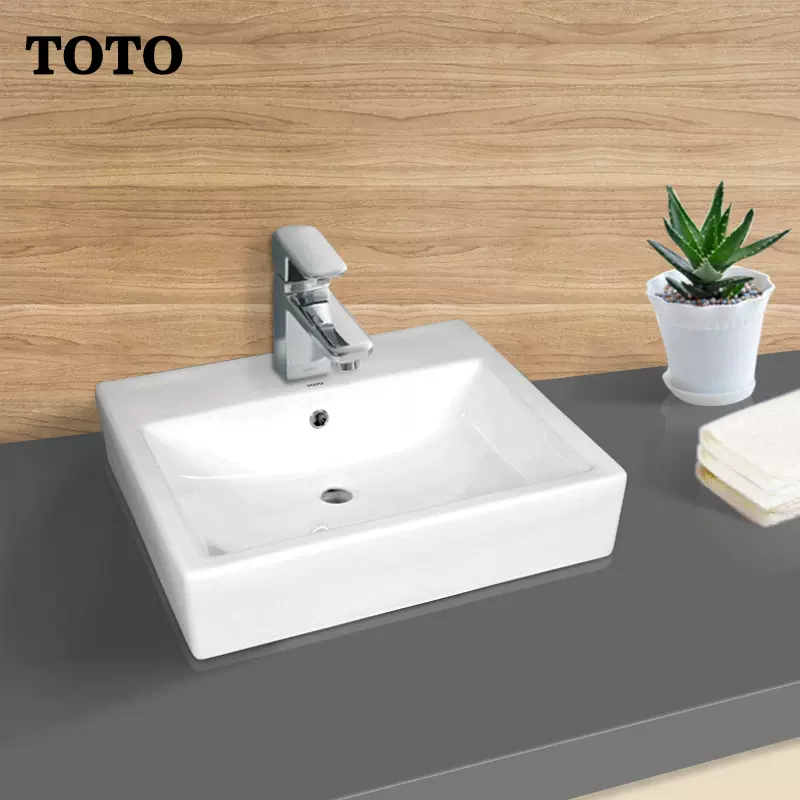 Toto壁挂式洗脸盆lw712rcb家用陶瓷桌上洗手盆方形台上盆