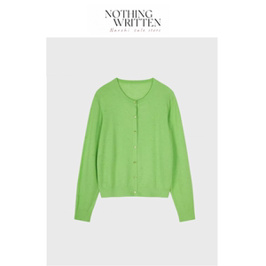 
[Ready Stock] Nothing Written Narchi green sweater round neck three-dimensional polka dot long-sleeved top