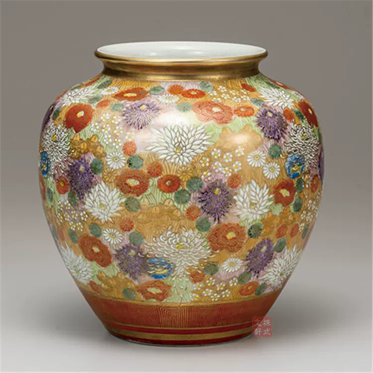 日本代购九谷烧陶瓷器花瓶青粒铁仙电视柜书房玄关摆件装饰品-Taobao