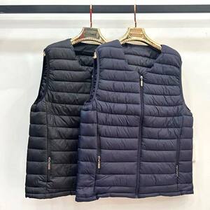 
2025 New Collarless Thin Men's Down Cotton Vest V-neck Down Liner Large Size Waistcoat Jacket