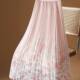 Printed mesh skirt for women in spring and summer 2025 new Chinese style gauze skirt mid-length draped pleated skirt A-line long skirt