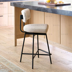 Backrest Bar Chair for Home Use, Swivel High Stool, Island Dining Chair, Designer Living Room High Stool, Light Luxury and High-End Feel