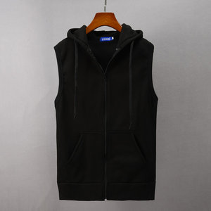 Sports Spring and Autumn New Hooded Cardigan Couple Coat Solid Color Foreign Trade Popular Trendy Men's Large Sweater Vest
