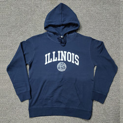 Autumn and Winter University of Illinois Hooded Jacket, Thick Fleece Hoodie, Student School Uniform, Loose Illinois Sweatshirt