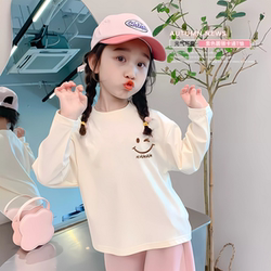 Combed Cotton Children's Clothing Autumn New Long-Sleeved T-Shirt Medium and Large Children's Clothing Girls' Tops Base Shirt Primary School Students' Clothes