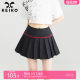 KEIKO [Anti-exposed] Shell embroidered black pleated skirt 25 summer commuting high waist A-line slim short skirt