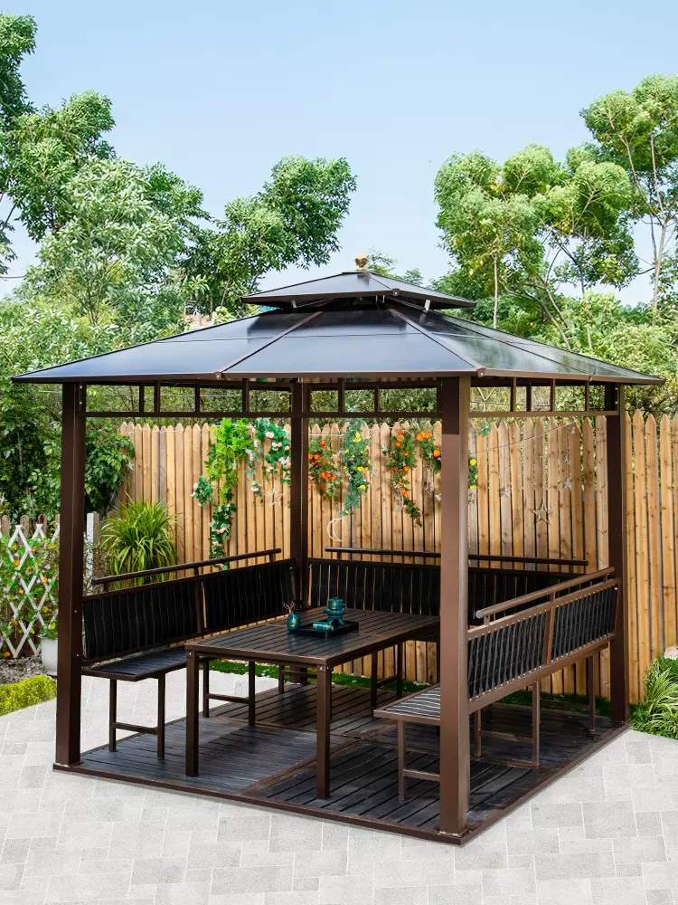 凉亭户外庭院铝合金别墅院子遮阳棚室外四角凉棚休闲露台花园亭子