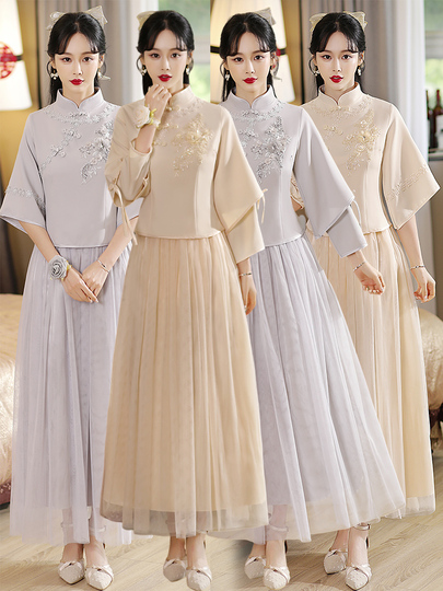 asian style bridesmaid dresses Girlfriend Dresses Wedding Bridesmaid Dress Sisters Chinese Style Full –  Ame_handmadesg main image 1