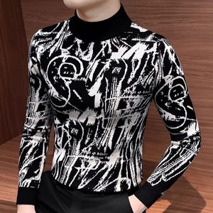 
European station men's 2025 new spring and autumn high-end handsome half-high collar long-sleeved bottoming shirt trendy