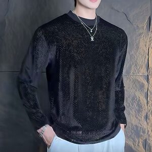 
2025 New Autumn Fashion Temperament Printed Simple Round Neck Long Sleeve T-Shirt Men's Fashionable and Versatile Casual Top