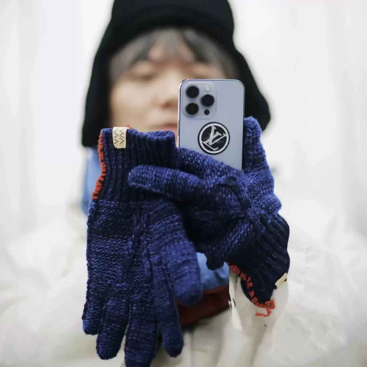 VISVIM 21AW KNIT GLOVE N.D.展会限定针织羊毛蓝染手套复古日系-Taobao