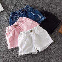 Girls' Denim Shorts 2022 Summer New Style Medium And Large Children's Foreign Style Outer Wear Little Girl Thin Pants Baby Pants Trendy