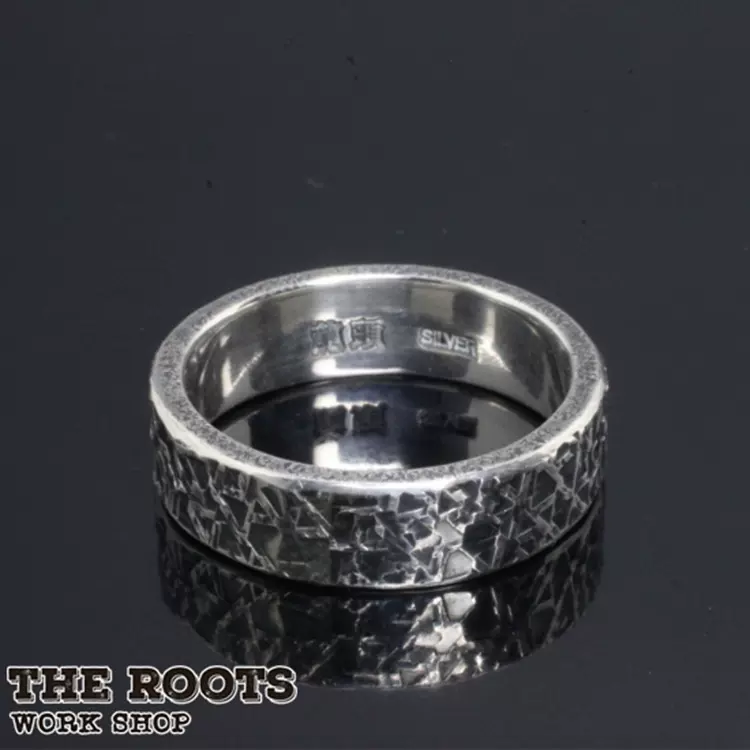 日本光嵐龍頭匠人手作925銀錘紋鍛打5MM 手工做舊戒指