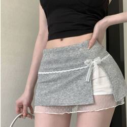 2025 New American Style Spicy Girl Lace Patchwork Skirt for Women, Summer Anti-Exposure Hip-Hugging Short Skirt, High-Waisted A-Line Skirt