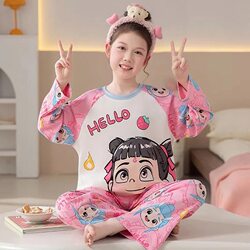 2025 Pure Cotton Nezha New Girls Pajamas Spring and Autumn