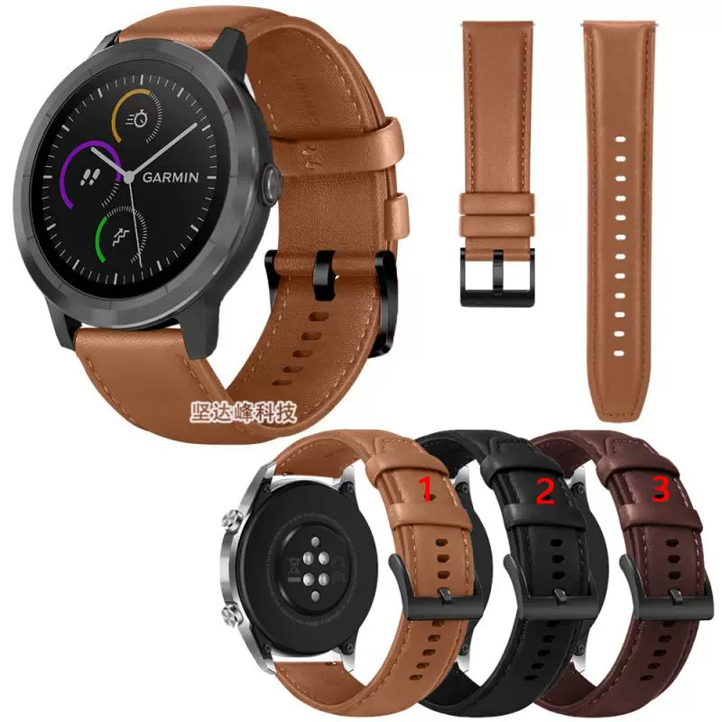 佳明Garmin Vivoactive 3 Music音乐版手表真皮表带头层牛皮腕带-Taobao