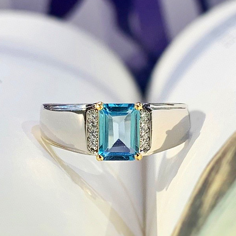 925 STERLING トパーズ リング サイズ13 スイスブルートパーズ フォークリング シルバー925 約14号/16号