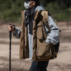 
Japanese large pocket work vest mountain retro cotton vest winter warm cotton jacket men