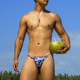 Feather bikini ultra-low waist narrow edge protruding men's swimming trunk triangle half-pack T-shaped tight sexy sexy and spicy
