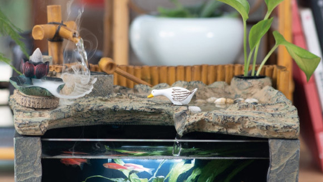 匠心坊流水景观小鱼缸桌面创意玻璃装饰