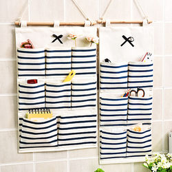 Korean-Style Simple Fabric Cotton and Linen Hanging Bag with Waterproof Pe Film Coating, Multi-Layer Storage Hanging Pocket Organizer for Behind the Door