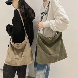 Cross -body bag men's Japanese literary style college student canvas bag casual handbags large capacity lazy windy shoulder bag women