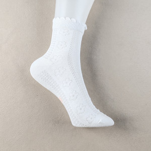 
In stock, spring and summer ultra-thin white hollow tube socks for women, mesh pure cotton socks, breathable sweat-absorbent and deodorant thin socks for women