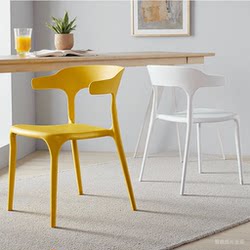 Modern Minimalist Horn Chair with Backrest, Dining Chair, Plastic, for Home, Restaurant, Commercial Use, Trendy, Leisure, Nordic, Conference Stool