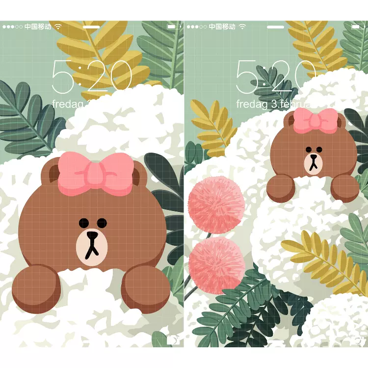 陳先森126超萌熊妹妹choco Line布朗熊自畫高清手機壁紙ai素材