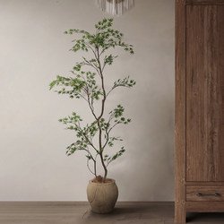 Artificial Green Plant, Quiet Maple Tree, Indoor Bionic Plant, Fake Tree, Wabi-Sabi, Mid-Century High-End Floor-Standing Potted Plant Decoration