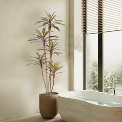 Artificial Flowers and Green Plants Decorate the Indoor Living Room, Floor-Standing Potted Ornaments, Artificial Plants, Phalaenopsis, Wabi-Sabi, Nordic Style, Artificial Flowers