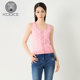 
kodice autumn and winter new women's clothing pink contrasting jacquard knitted vest sleeveless top suspender shirt casual and fashionable