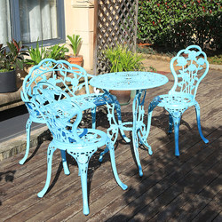 Outdoor Cast Aluminum Tables and Chairs, European-Style Three- or Five-Piece Set, Outdoor Leisure, Open-Air Balcony, Garden, Courtyard, Waterproof Wrought Iron Tables and Chairs