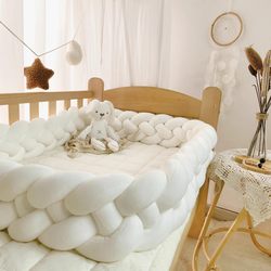 Newborn Baby Crib Bumper Soft Padding Child Anti-Collision Strip Splicing Bed Buffer Bed Rail ins Twist Knot Guardrail