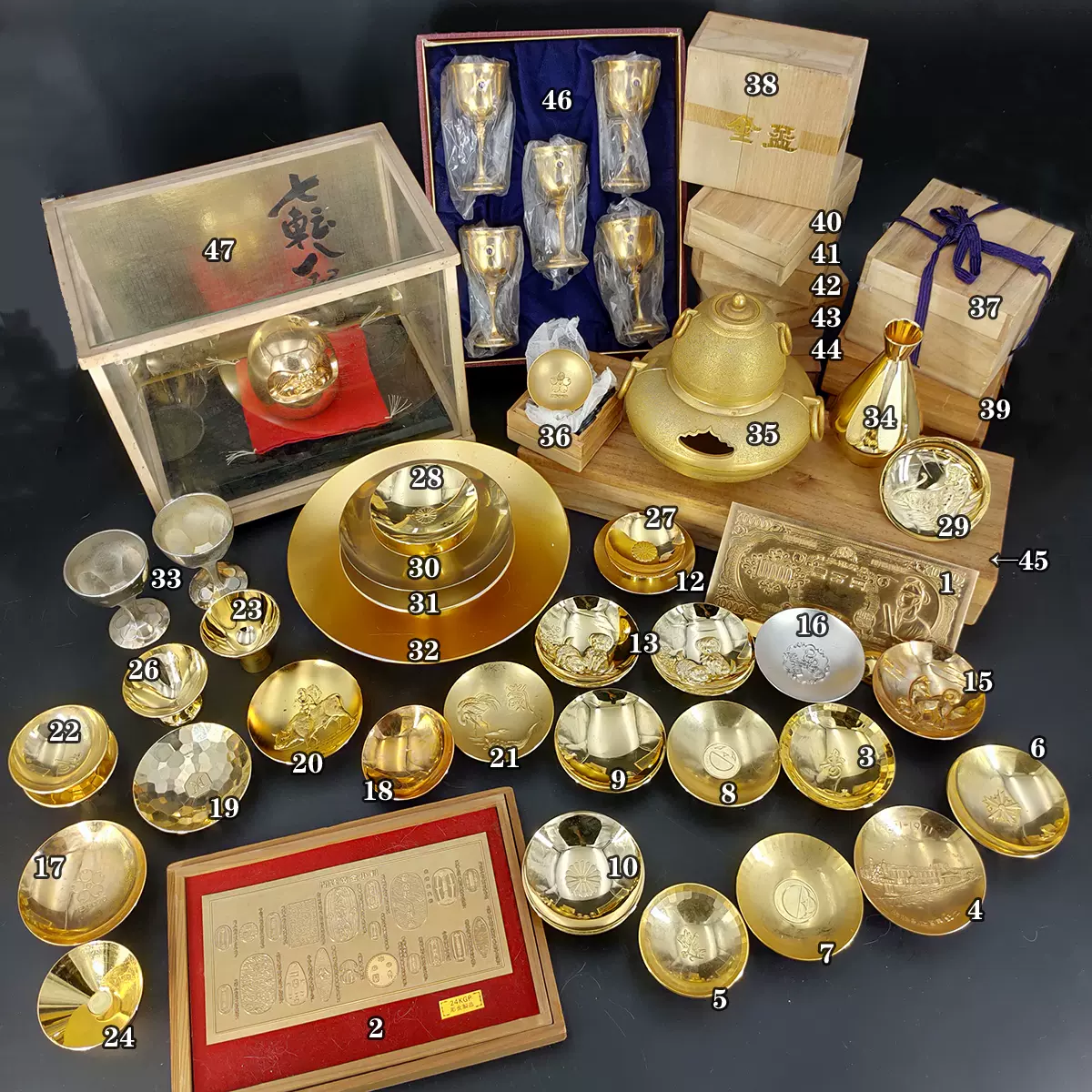 中古】镀金24KGP酒具金杯金盃，神前式供奉摆件COS写真【上-Taobao