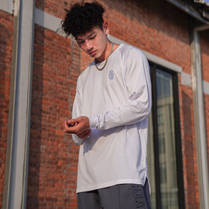 bkcxzice icebreaking genuine basic American long-sleeved T-shirt men's solid color sports quick-drying basketball training suit